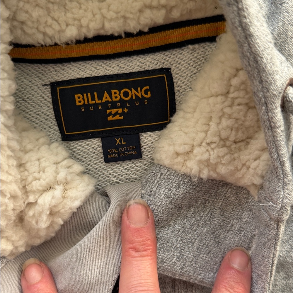 Billabong Heather Gray Sherpa-Lined Hooded Pullover - Picture 7 of 11